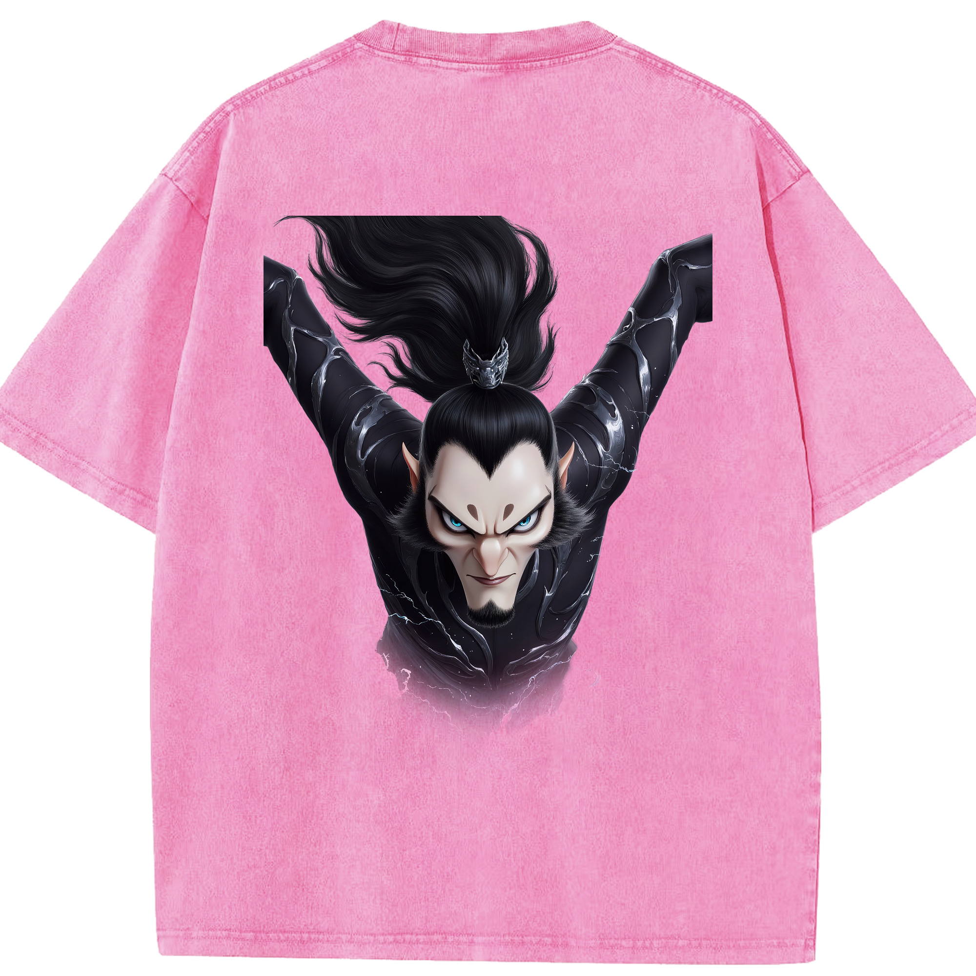 （画像用） Ne Zha 2 ナタ 魔童の大暴れ 綿100% ヴィンテージ風 半袖Tシャツ（背面プリント）